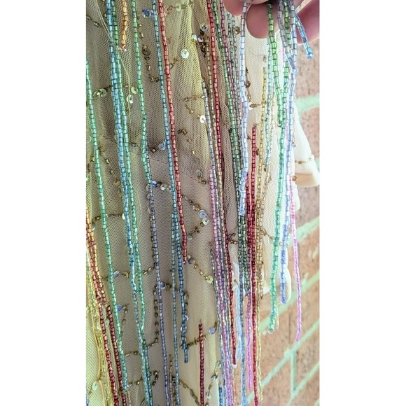 Nasty Gal Dress Size 20 Tassel Beaded Sequin Bling Glam Unique Event Cocktail - Picture 3 of 11